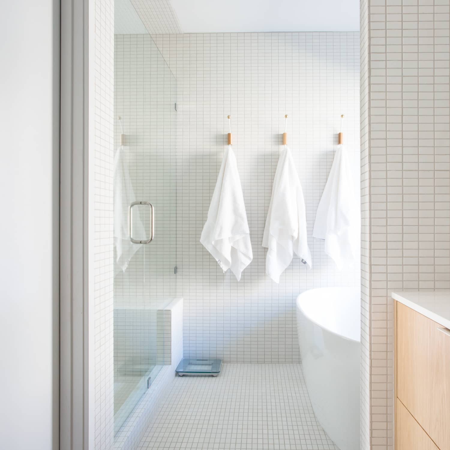 Bath sheet store with hanging loop